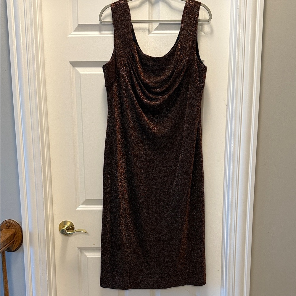 Neiman Marcus Elegant Brown Midi Dress